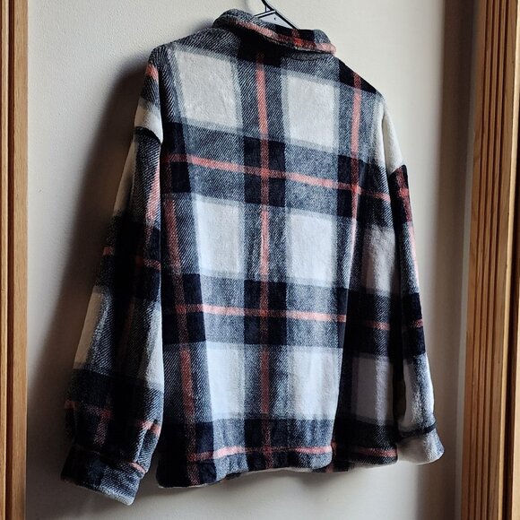 SHEIN Plaid Fleece Button Down Teddy Jacket Size Medium - Picture 14 of 16